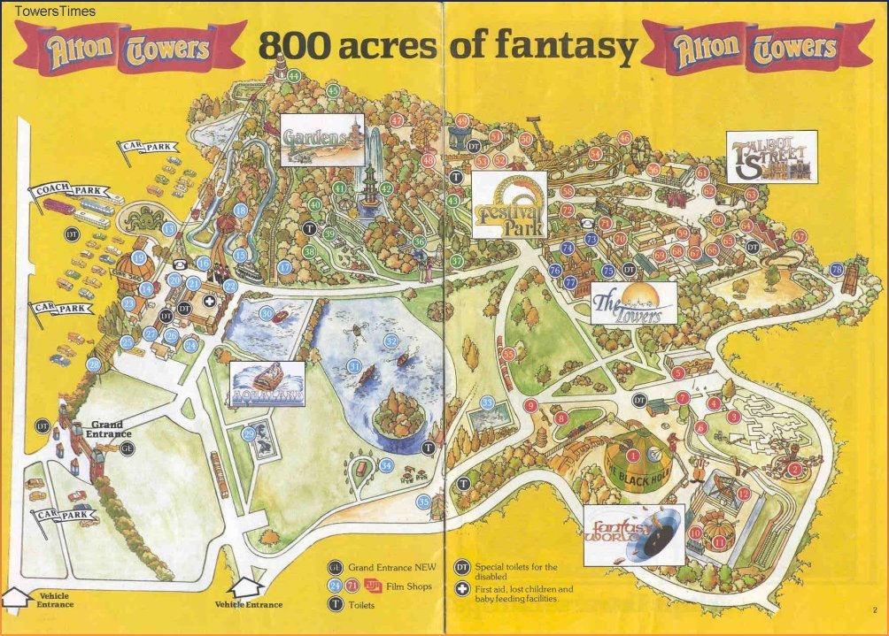 alton towers map 1985