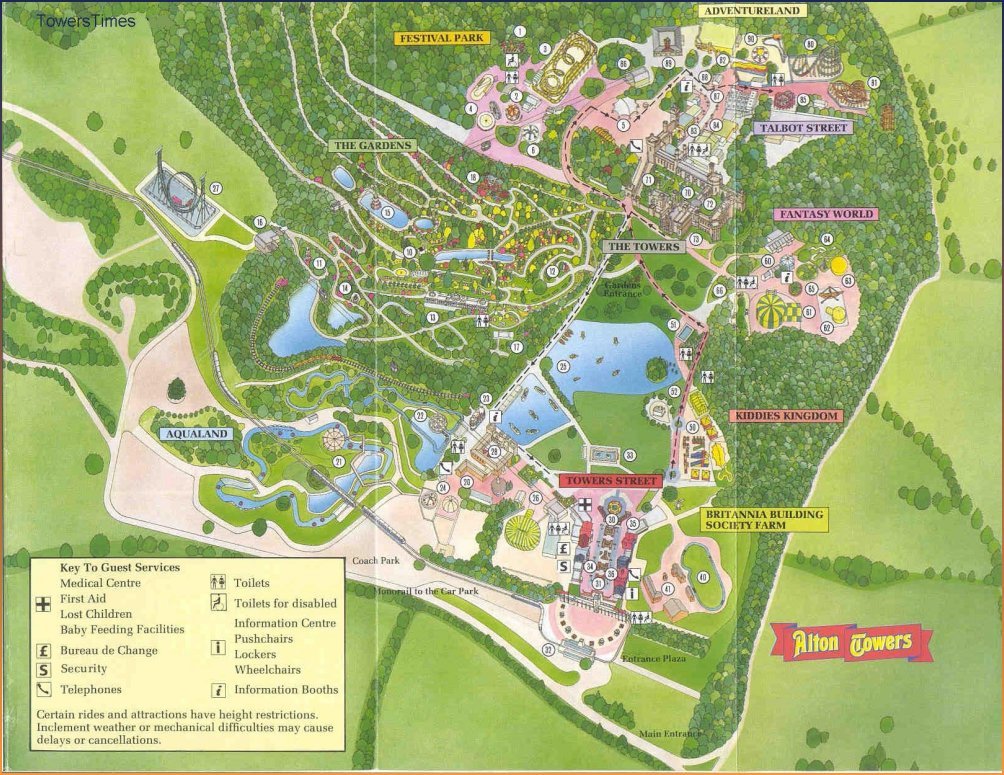 alton towers map 1990