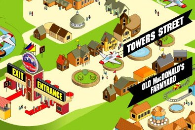 alton towers map 2005 entrance towers street