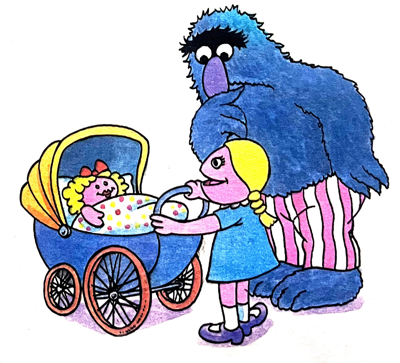 sesame street herry monster with girl